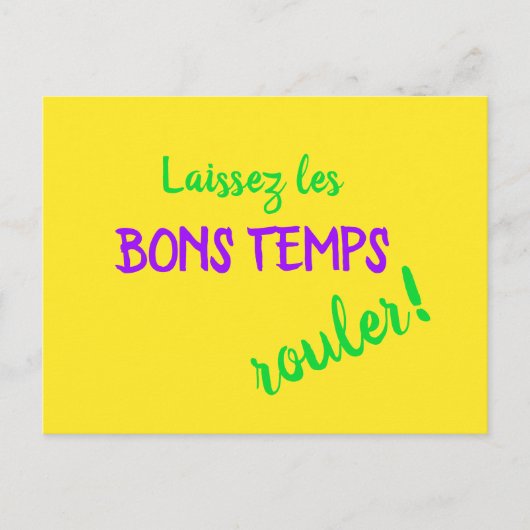 Mardi Gras Louisiana Laissez Les Bons Temps Rouler Briefkaart (Voorkant)