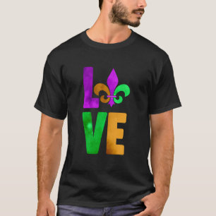 Mardi Gras Love Carnival Party Paars Groen Sinaasa T-shirt