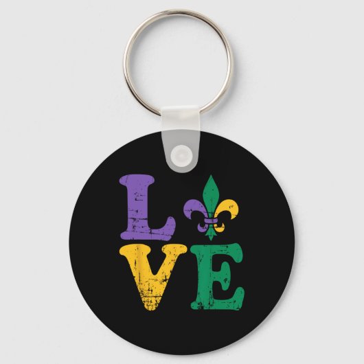 Mardi Gras Love Fleur De Lis Sleutelhanger (Voorkant)