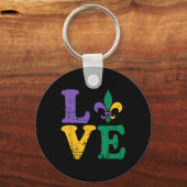 Mardi Gras Love Fleur De Lis Sleutelhanger (Voorkant)