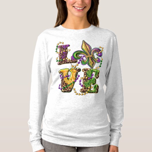 Mardi Gras Love Sign met Fleur de Lis T-shirt (Voorkant)