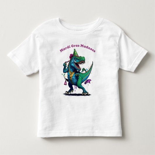 Mardi Gras Madness T Rex Dinosaur Bead Mardi Grawr Kinder Shirts (Voorkant)