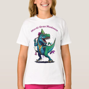 Mardi Gras Madness T Rex Dinosaur Bead Mardi Grawr T-shirt