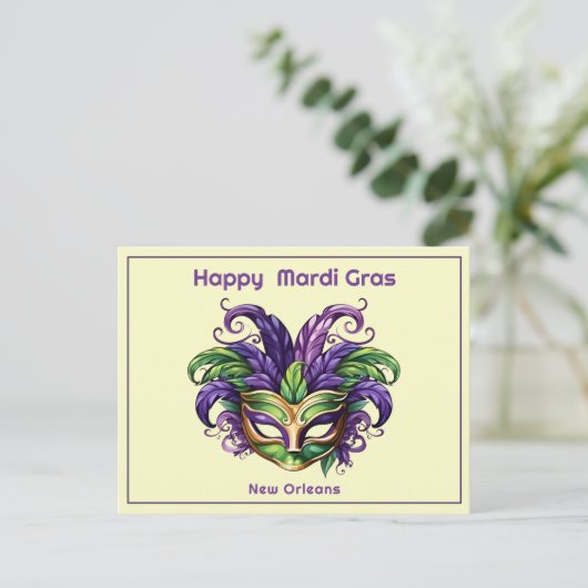 💜 Mardi Gras Magic Briefkaart (Staand voorkant)