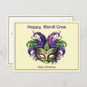 💜 Mardi Gras Magic Briefkaart (Voorkant / Achterkant)