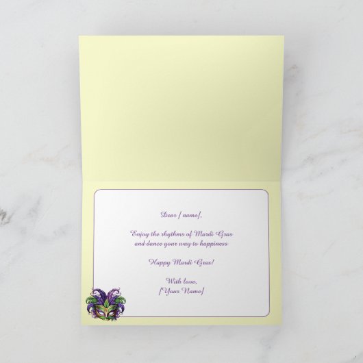 💜 Mardi Gras Magic Kaart (Binnen)