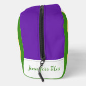 Mardi Gras Mahjong NAME Green Gold Purple Tile Bag Toilettasje (Rechts)
