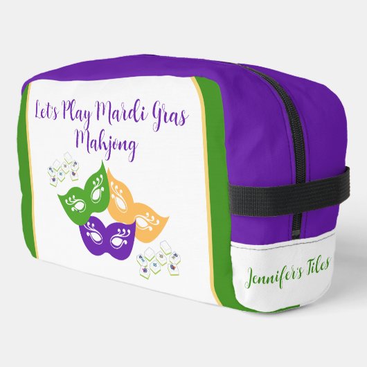 Mardi Gras Mahjong NAME Green Gold Purple Tile Bag Toilettasje (Linkerhoek)