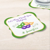 Mardi Gras Mahjong PERSONALIZE Green Gold Purple  Kartonnen Onderzetters (Gekanteld)