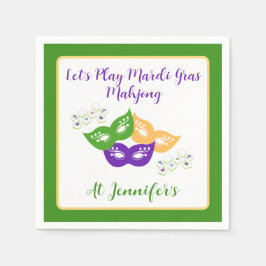Mardi Gras Mahjong PERSONALIZE Groen Goud Paars  Servet