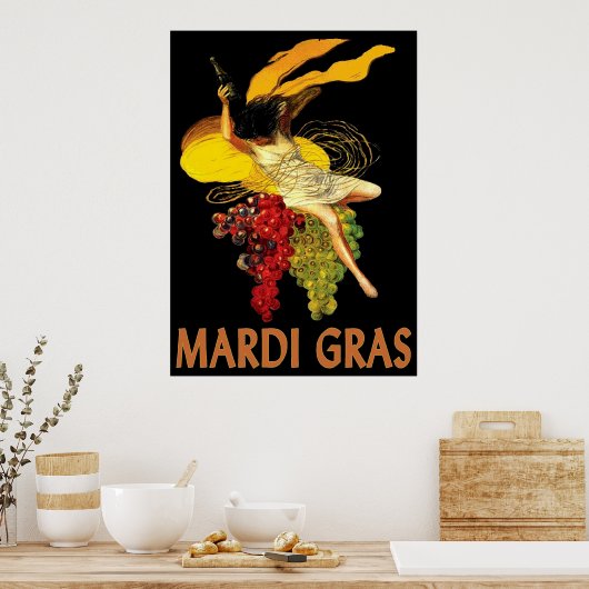 Mardi Gras Maid with Grapes Poster (Keuken)