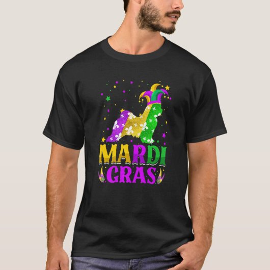 Mardi Gras Maltese Dog Lover Carnival Jester Premi T-shirt (Voorkant)