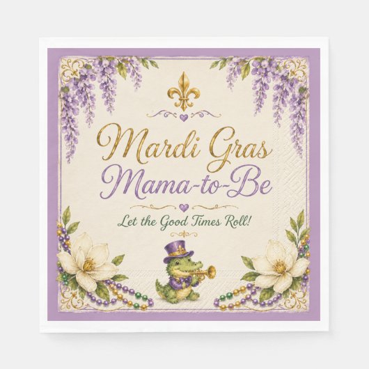 Mardi Gras mama-to-be baby shower servetten (Voorkant)