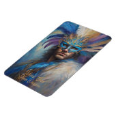 Mardi Gras Man In Feather Hoofdtooi Masker Tekst Magneet (Linkerzijde)