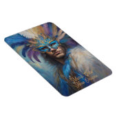Mardi Gras Man In Feather Hoofdtooi Masker Tekst Magneet (Rechterzijde)