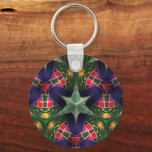 Mardi Gras, Mandala Pattern Colourful Sleutelhanger (Achterkant)