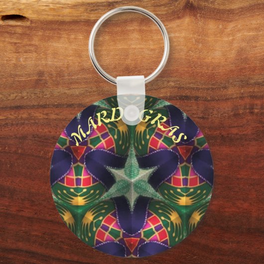 Mardi Gras, Mandala Pattern Colourful Sleutelhanger (Voorkant)