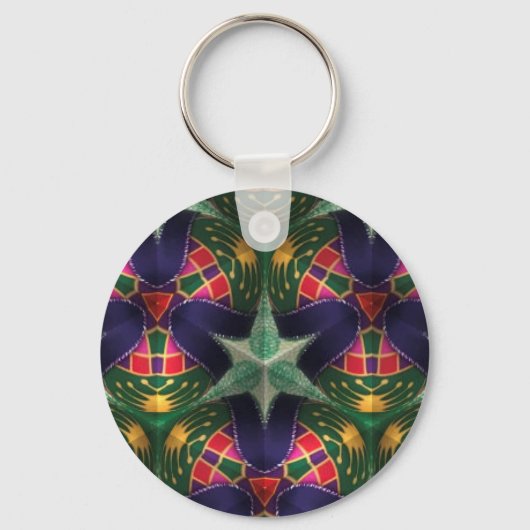 Mardi Gras, Mandala Pattern Colourful Sleutelhanger (Achterkant)