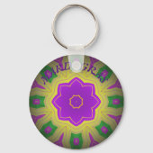 Mardi Gras, Mandala Pattern Colourful Sleutelhanger (Voorkant)