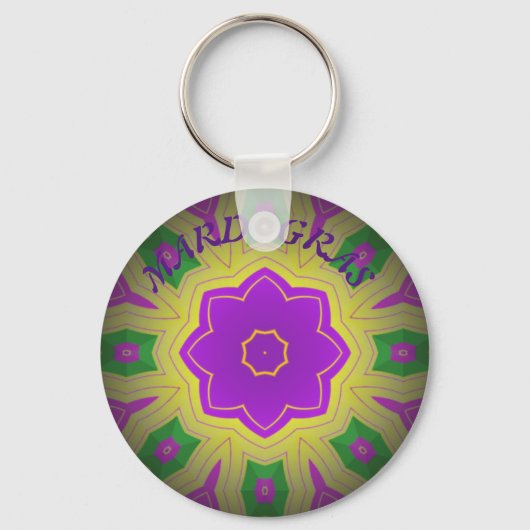 Mardi Gras, Mandala Pattern Colourful Sleutelhanger (Voorkant)