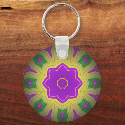 Mardi Gras, Mandala Pattern Colourful Sleutelhanger (Achterkant)