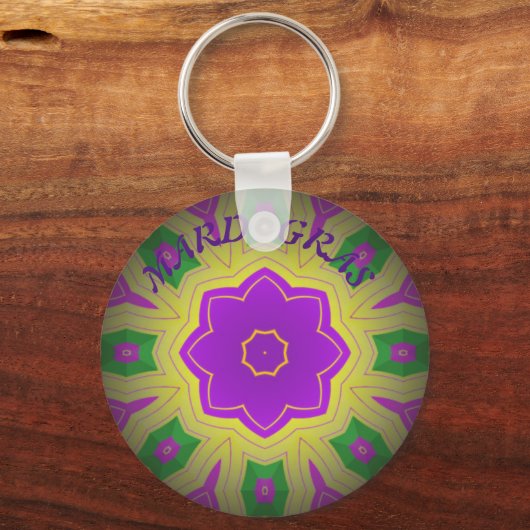 Mardi Gras, Mandala Pattern Colourful Sleutelhanger (Voorkant)