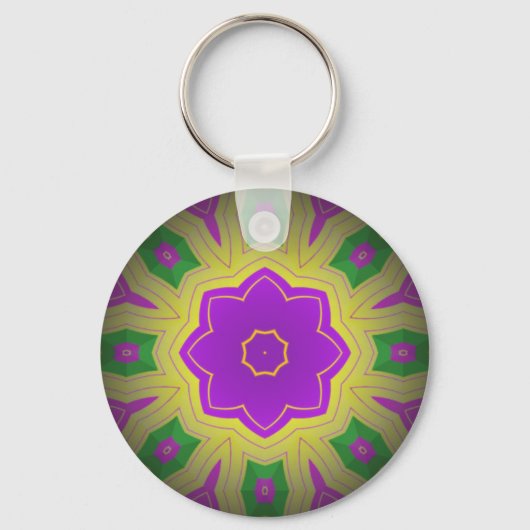 Mardi Gras, Mandala Pattern Colourful Sleutelhanger (Achterkant)