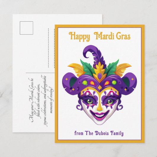 💚💜💛 Mardi Gras Mardi Shenanigans Briefkaart (Voorkant / Achterkant)