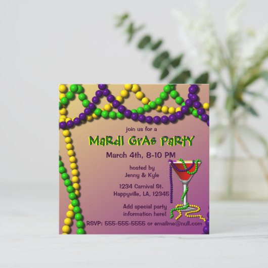 Mardi Gras Martini Kaart (Staand voorkant)