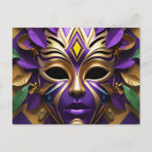 Mardi Gras Mask 1 Carnaval Spirit Uitnodiging Briefkaart (Voorkant)