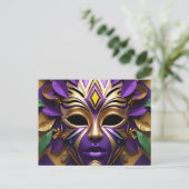 Mardi Gras Mask 1 Carnaval Spirit Uitnodiging Briefkaart (Staand voorkant)