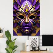 Mardi Gras Mask 1 Carnival Spirit Poster (Thuiskantoor)