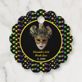 Mardi Gras Mask 21e verjaardagsfeestje Bedankjes Labels