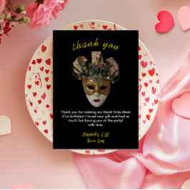 Mardi Gras Mask 21e verjaardagsfeestje Bedankkaart