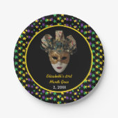 Mardi Gras Mask 21e verjaardagsfeestje Papieren Bordje (Voorkant)