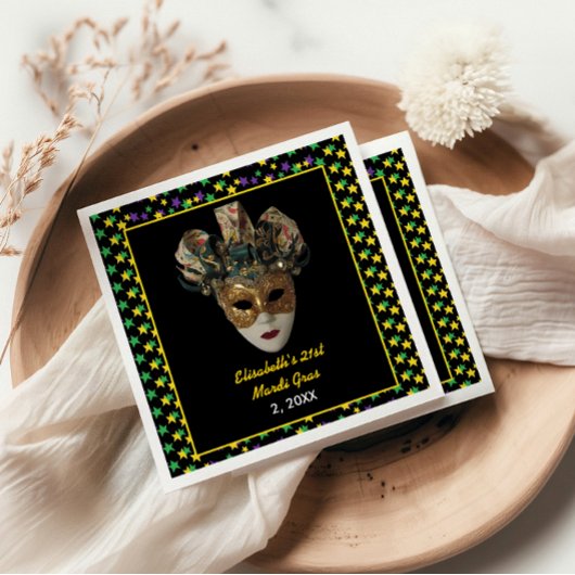 Mardi Gras Mask 21e verjaardagsfeestje Servet
