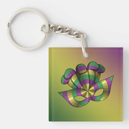Mardi Gras-mask acryl sleutelhanger (Voorkant)