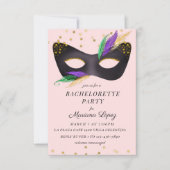 Mardi Gras Mask Bachelorette Party Kaart (Voorkant)
