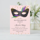 Mardi Gras Mask Bachelorette Party Kaart (Staand voorkant)