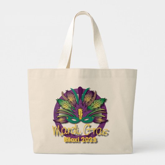 Mardi Gras Mask Bag 2025 - Biloxi, MS Grote Tote Bag (Achterkant)