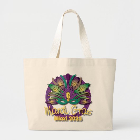 Mardi Gras Mask Bag 2025 - Biloxi, MS Grote Tote Bag (Voorkant)