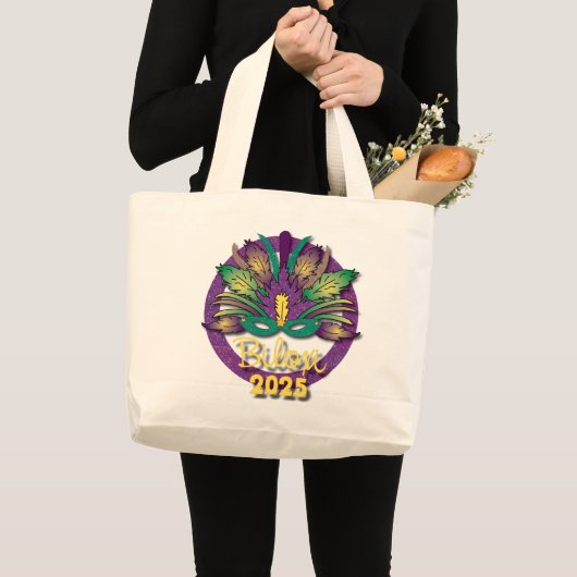 Mardi Gras Mask Bag 2025 - Biloxi, MS Grote Tote Bag (Voorkant (product))