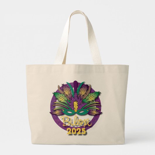 Mardi Gras Mask Bag 2025 - Biloxi, MS Grote Tote Bag (Achterkant)