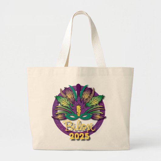 Mardi Gras Mask Bag 2025 - Biloxi, MS Grote Tote Bag (Voorkant)