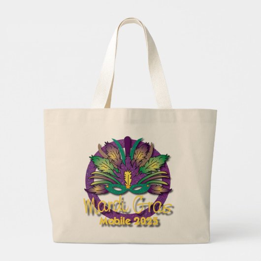 Mardi Gras Mask Bag 2025 - Mobiel, AL Grote Tote Bag (Achterkant)