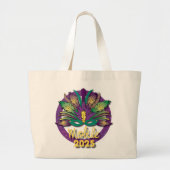 Mardi Gras Mask Bag 2025 - Mobiel, AL Grote Tote Bag (Voorkant)