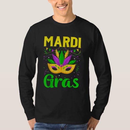 Mardi Gras Mask Beads Carnival Costume New Orleans T-shirt (Voorkant)