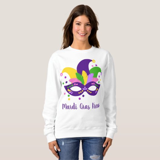 Mardi Gras Mask Beads Carnival Personeelsdienaar Trui (Voorkant volledig)