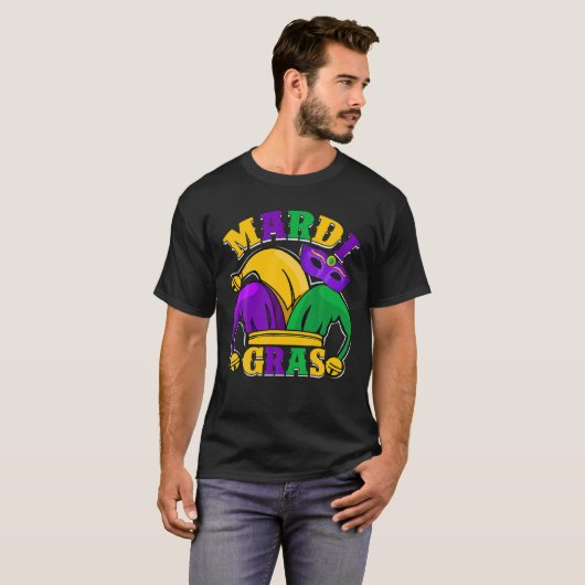 Mardi Gras Mask Beads Funny Carnival Women M T-shirt (Voorkant volledig)