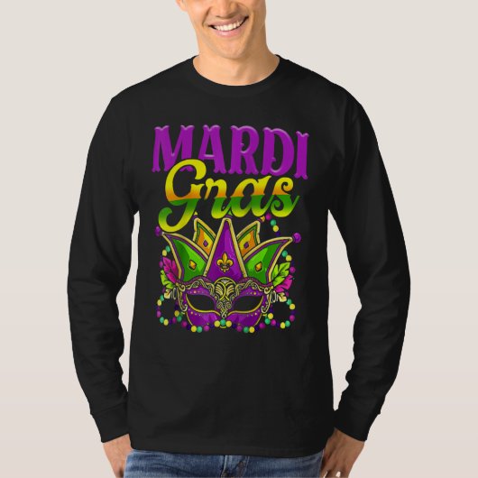 Mardi Gras Mask Beads Funny Party Unique New Orlea T-shirt (Voorkant)